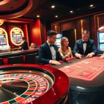 Experience high-stakes gambling at the BDJL casino, featuring a lively roulette wheel and poker action.