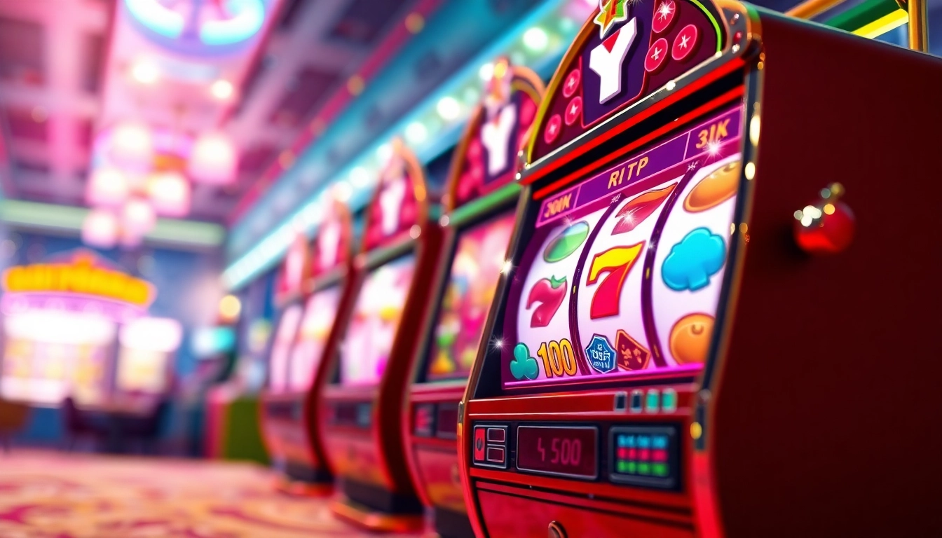 Engaging RTP slot game display with vibrant graphics and lively atmosphere for online gambling.